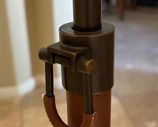 Leather Wrapped Bronze Telescoping Floor Lamp 62in H x 20in Diameter