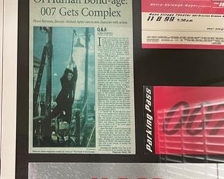 Bond 007 World Is Not Enough Framed Premier ticket Montage 29.75x32in