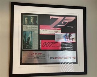 Bond 007 World Is Not Enough Framed Premier ticket Montage 29.75x32in