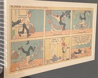 Framed Blondie Dean Young & Denis Lebrun Comic Strip 14.5x21in