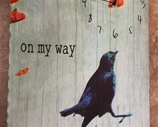On My Way Bird Clock Lisa Weedn 20x14in