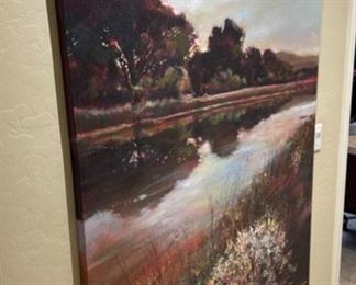 Carlos A Lopez Morning Reflections Textured Painting 60x43.5in