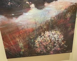 Carlos A Lopez Morning Reflections Textured Painting 60x43.5in