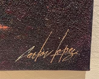 Carlos A Lopez Morning Reflections Textured Painting 60x43.5in