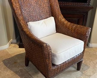 #1 Rattan wingback chair 42x33x29in HxWxD