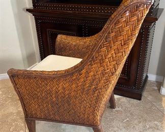 #1 Rattan wingback chair 42x33x29in HxWxD
