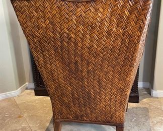 #1 Rattan wingback chair 42x33x29in HxWxD