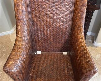 #1 Rattan wingback chair 42x33x29in HxWxD