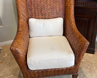 #2 Rattan wingback chair 42x33x29in HxWxD