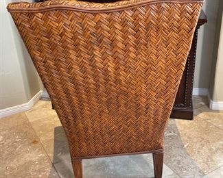 #2 Rattan wingback chair 42x33x29in HxWxD