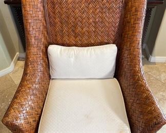 #2 Rattan wingback chair 42x33x29in HxWxD