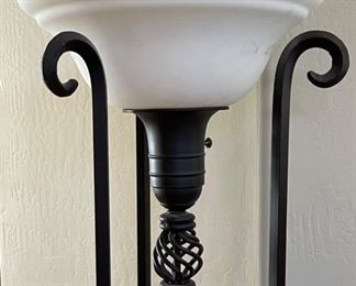 Heavy Wrought Iron Torchiere Floor Lamp 67in H x 17 x 17 HxWxD