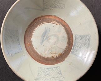Antique Ming Dynasty Chinese Dish/Bowl SWATOW POTTERY 2in H x 8.5in Diameter