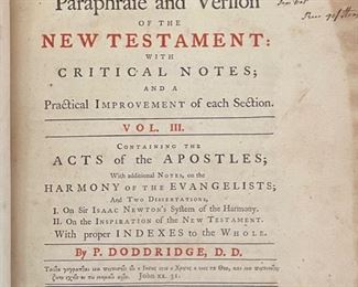 New Testament Set of 4 Doddridge Family Expositor Books 18th century 10.5x8.5in