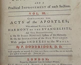 New Testament Set of 4 Doddridge Family Expositor Books 18th century 10.5x8.5in