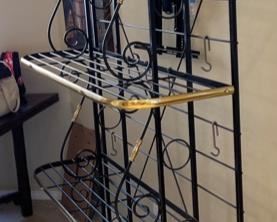 French Bakers Rack Scroll Iron & Brass 84x48x16.5in HxWxD