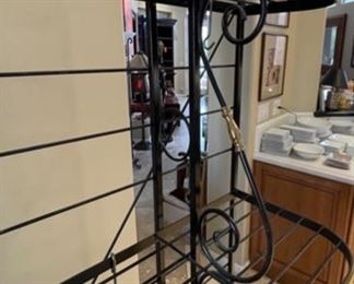 French Bakers Rack Scroll Iron & Brass 84x48x16.5in HxWxD