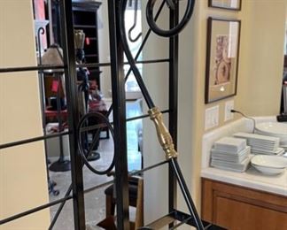French Bakers Rack Scroll Iron & Brass 84x48x16.5in HxWxD