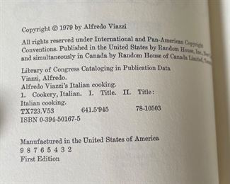 *Signed* Alfredo Viazzis Italian Cooking 1st Edition Book 9.5x6.5in