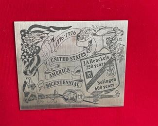 J.A. Henckels American Bicentennial 1976 Limited edition commemorative knife set JA 3x19.75x13.25in HxWxD