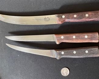 3pc Vintage Forschner Swiss Chef Knives 13 & 11 & 10.75in