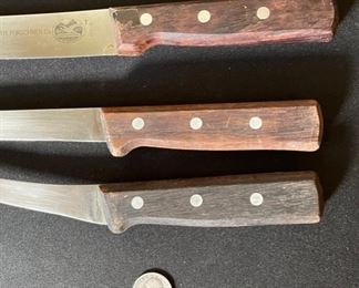 3pc Vintage Forschner Swiss Chef Knives 13 & 11 & 10.75in
