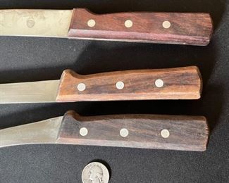 3pc Vintage Forschner Swiss Chef Knives 13 & 11 & 10.75in
