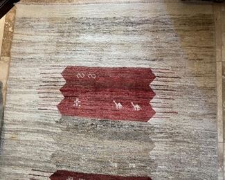 Heavy Wood Hand Knotted Moroccan Rug 95x67in