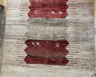 Heavy Wood Hand Knotted Moroccan Rug 95x67in