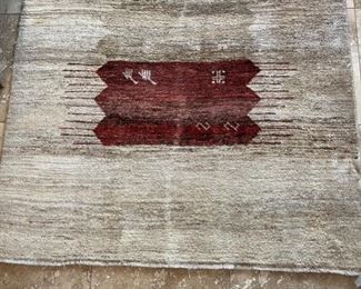 Heavy Wood Hand Knotted Moroccan Rug 95x67in