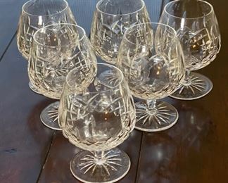 6pc Waterford Crystal Lismore 12 Oz Brandy Glasses Snifter 5in H x 2.75in Diameter at top