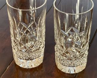 2pc Waterford Crystal Lismore Highball Glasses Flat Base 5.75in H x 3in Diameter at top