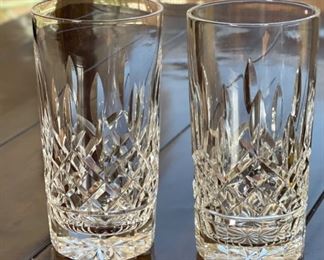 2pc Waterford Crystal Lismore Highball Glasses Flat Base 5.75in H x 3in Diameter at top