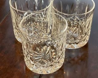 3pc Waterford Crystal Lismore Old Fashioned Glasses 3 3/8 in H x 3.25in Diameter