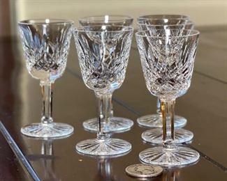 6pc Waterford Crystal Lismore Cordial Glasses 3 3/8in H x 1 5/8in diameter at top
