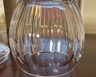 *Signed* Heavy Crystal Lidded Jar 13.5in H x 8in diameter at opening