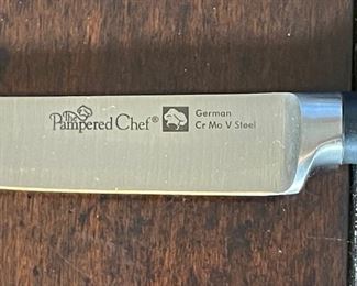 7pc Pampered Chef German Cr Mo V Steel Steak Knives Knife: 9in long