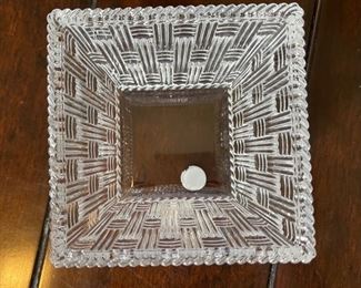 Tiffany & Co Crystal Glass Square Candy Dish Basket Weave 2x4.25x4.25in HxWxD