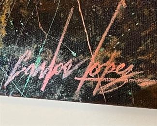 Carlos Lopez Crush Time Textured Painting 26x22x2.5in HxWxD