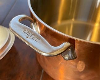 Lg All-Clad Copper Tinned Pot w/ Lid 5inx8.25x11.25in HxWxD