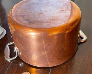 Lg All-Clad Copper Tinned Pot w/ Lid 5inx8.25x11.25in HxWxD