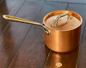 Lg All-Clad Copper Tinned Pot w/ Lid 4.75x6.25x12in HxWxD