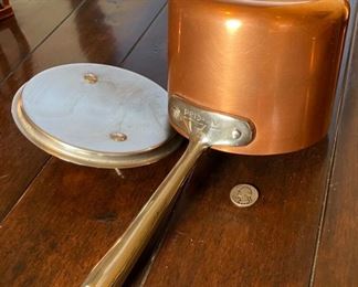 Lg All-Clad Copper Tinned Pot w/ Lid 4.75x6.25x12in HxWxD