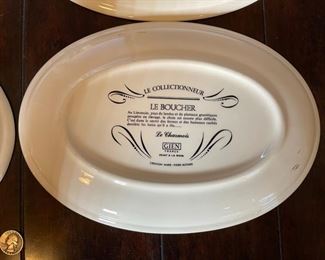 4pc Gien France Meat Plates Le Boucher LES AVENTURES 1x12x8.5in HxWxD
