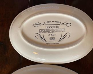 4pc Gien France Meat Plates Le Boucher LES AVENTURES 1x12x8.5in HxWxD