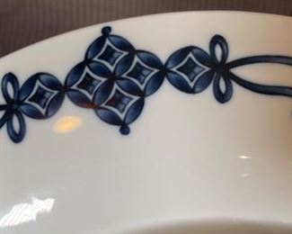 Lg Japan Porcelain Plate IMARI Blue Flower 14in