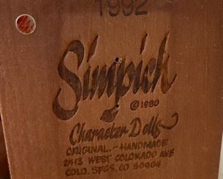 Simpich Character Dolls Christmas Caroler Yellow Jacket 12in H