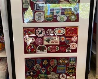 Vintage Golf Patch Collection Framed & Matted 38x23.5x1.75in HxWxD