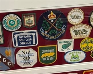 Vintage Golf Patch Collection Framed & Matted 38x23.5x1.75in HxWxD