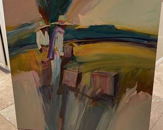 Field Workers Textured Painting Carlos Lopez 42 x 42